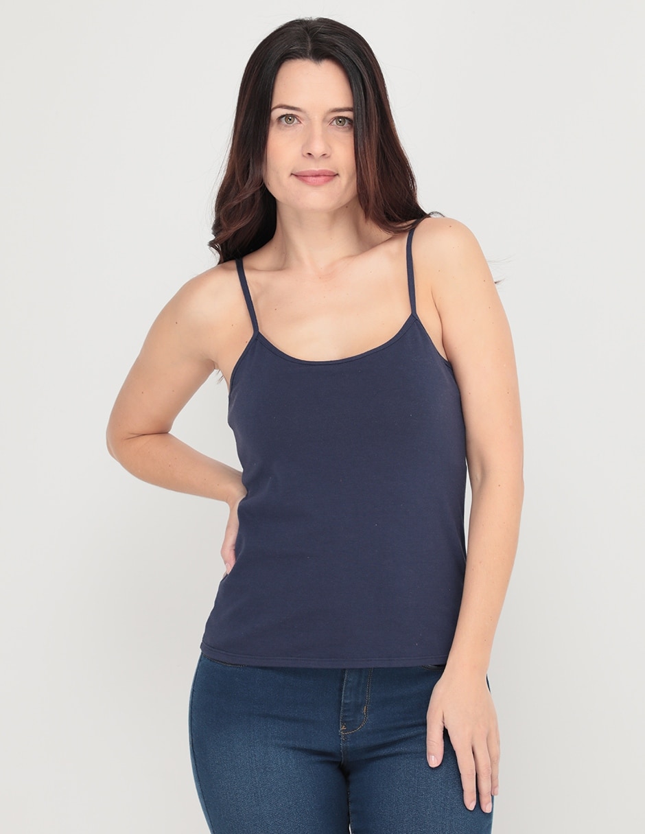 Top cuello redondo tirante delgado Top cuello redondo tirante delgado