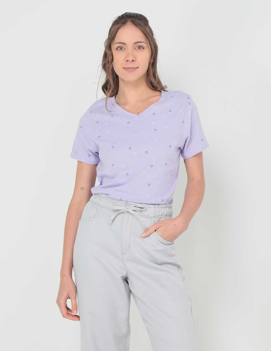 Playera manga corta Weekend cuello v para mujer