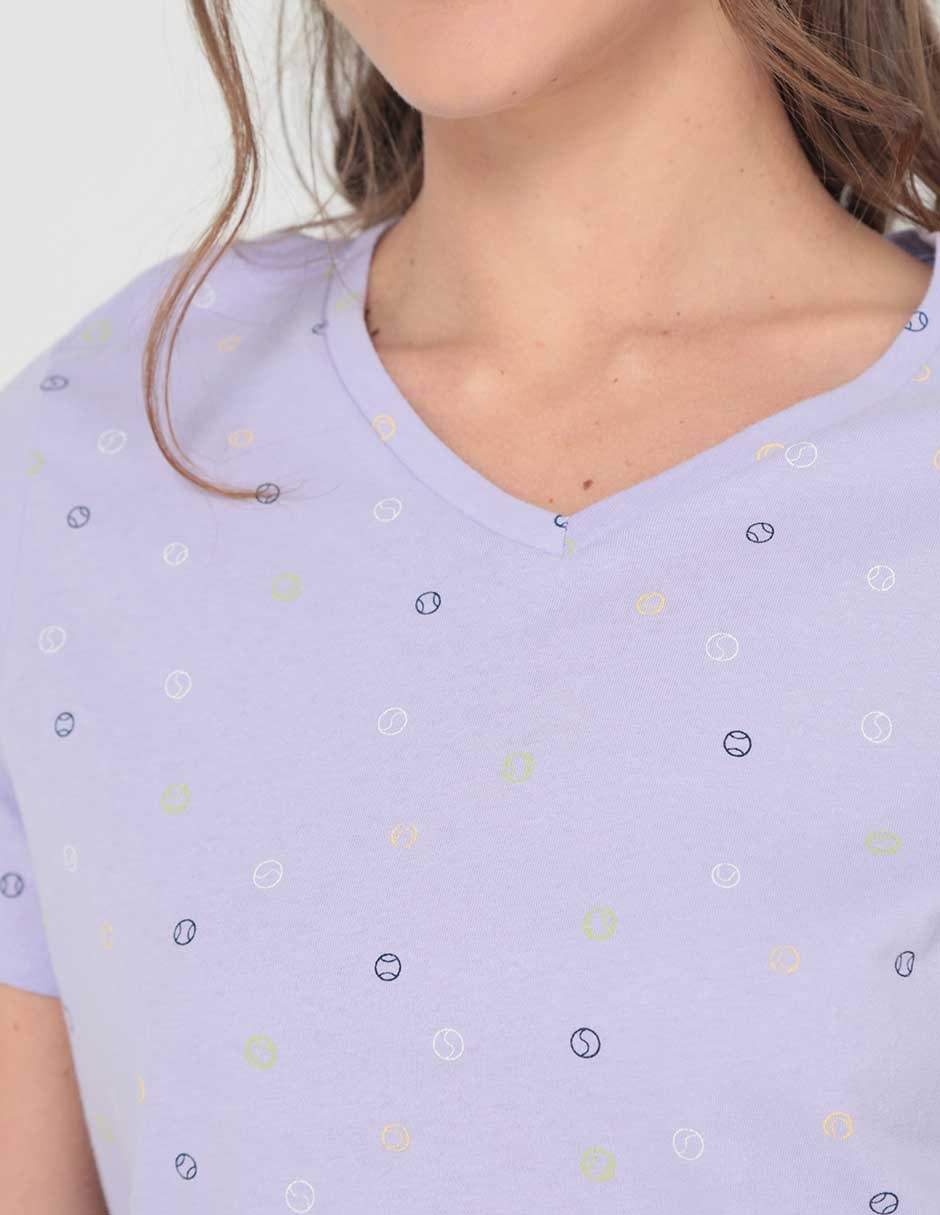 Playera manga corta Weekend cuello v para mujer