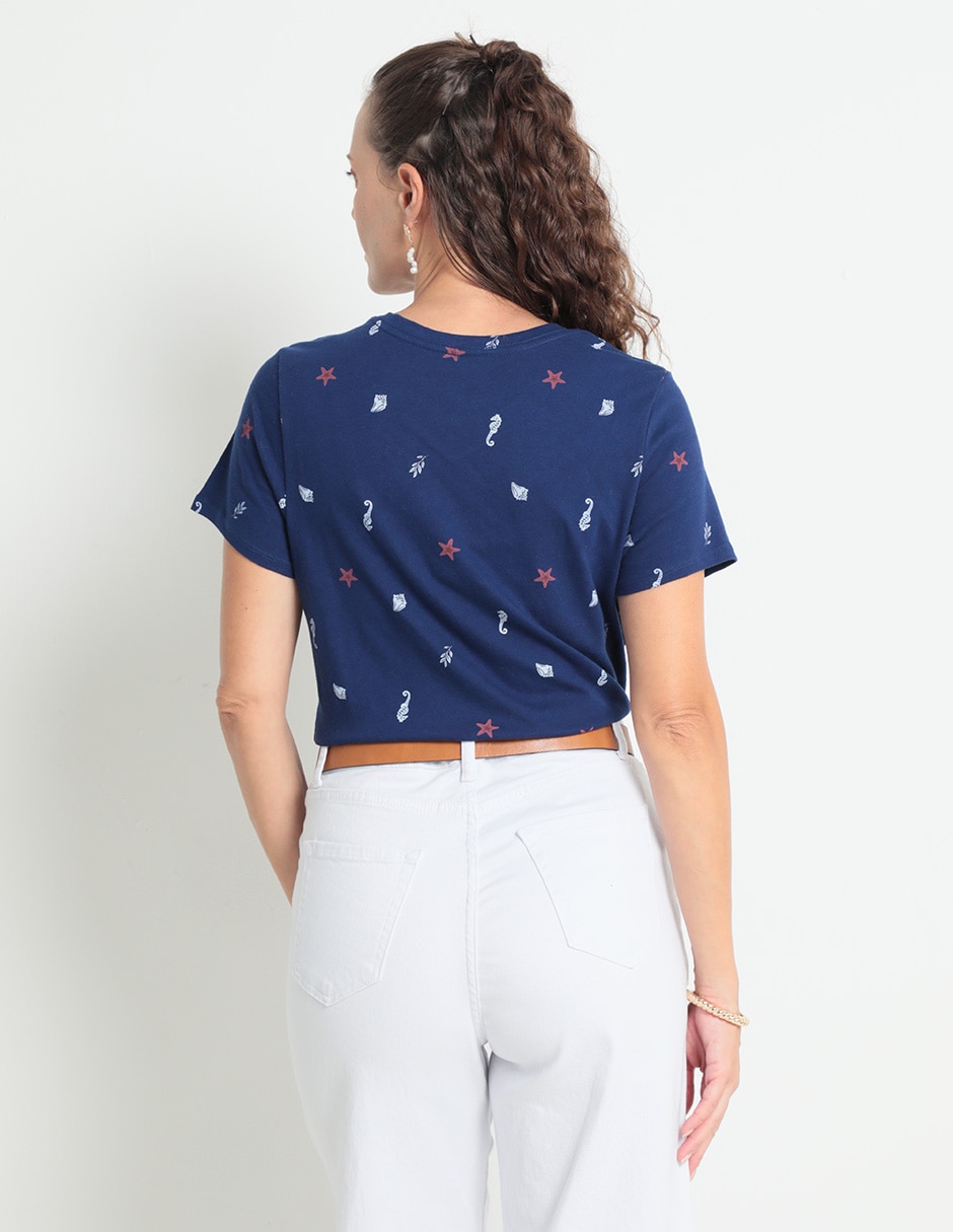 Playera manga corta Weekend cuello v para mujer