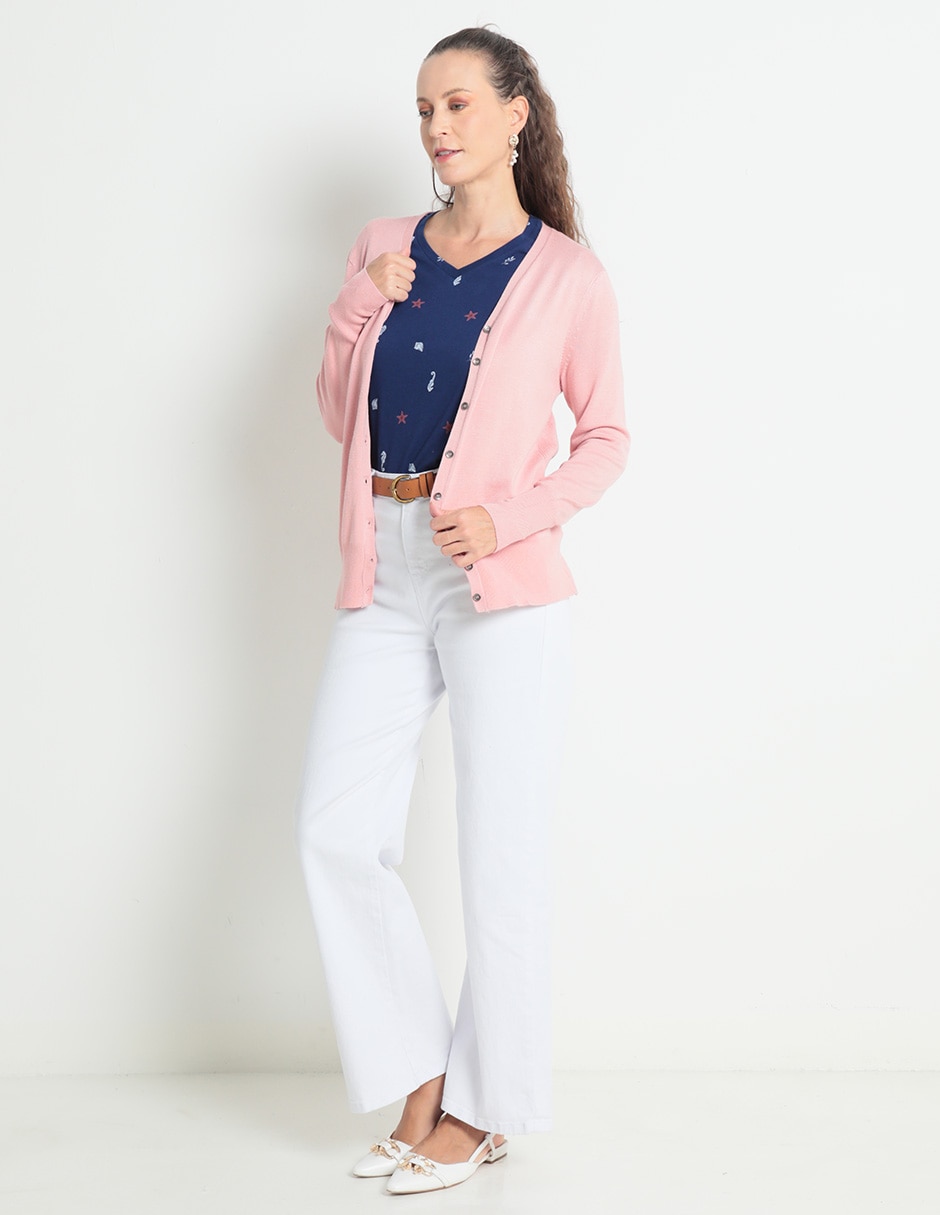 Playera manga corta Weekend cuello v para mujer
