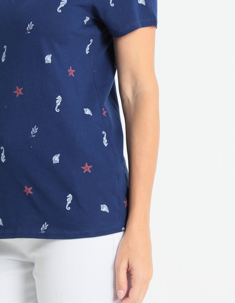 Playera manga corta Weekend cuello v para mujer