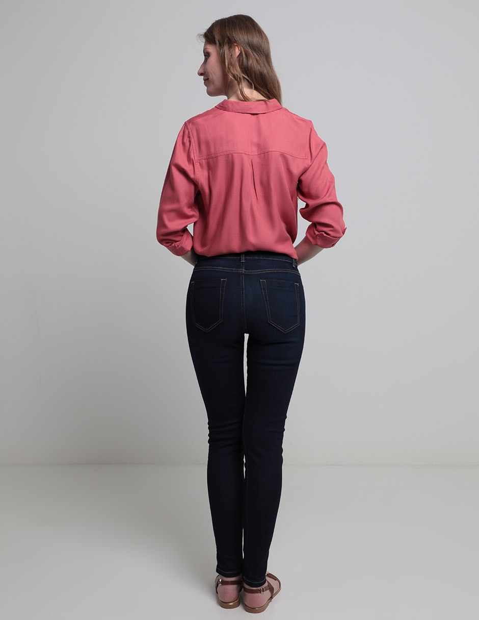 Jeans skinny corte cintura para mujer 2