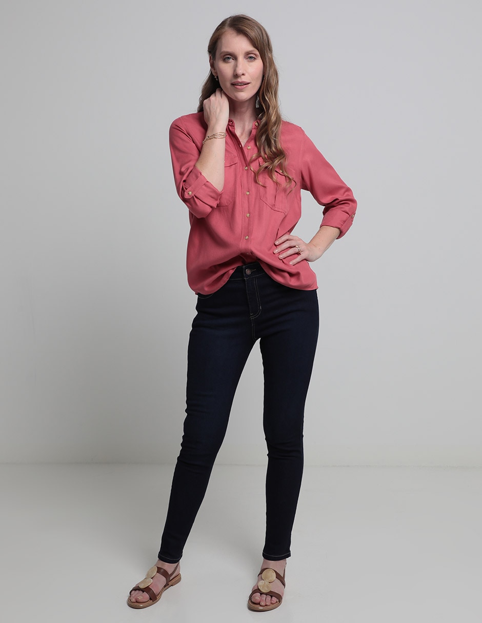 Jeans skinny corte cintura para mujer 3