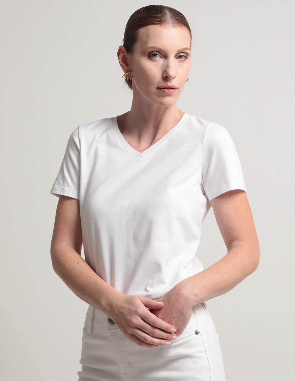 Playera manga corta cuello v para mujer Playera manga corta cuello v para mujer