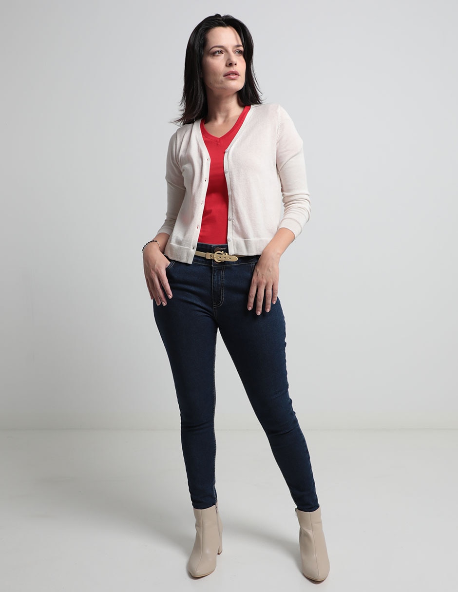 Playera manga corta Weekend cuello v para mujer
