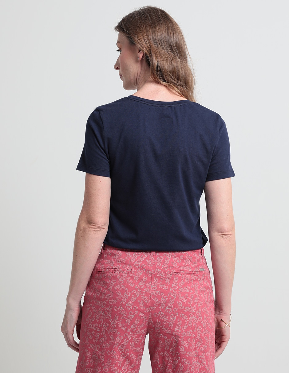 Playera manga corta cuello v para mujer 2