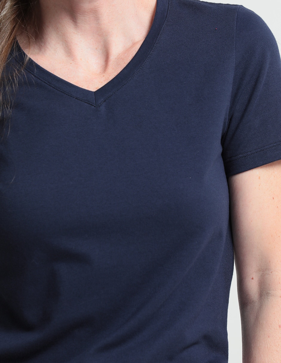 Playera manga corta cuello v para mujer 4