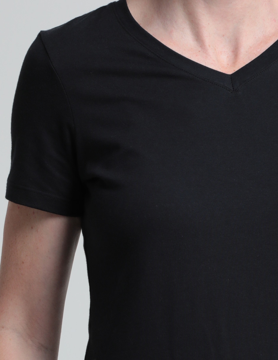 Playera manga corta cuello v para mujer 4