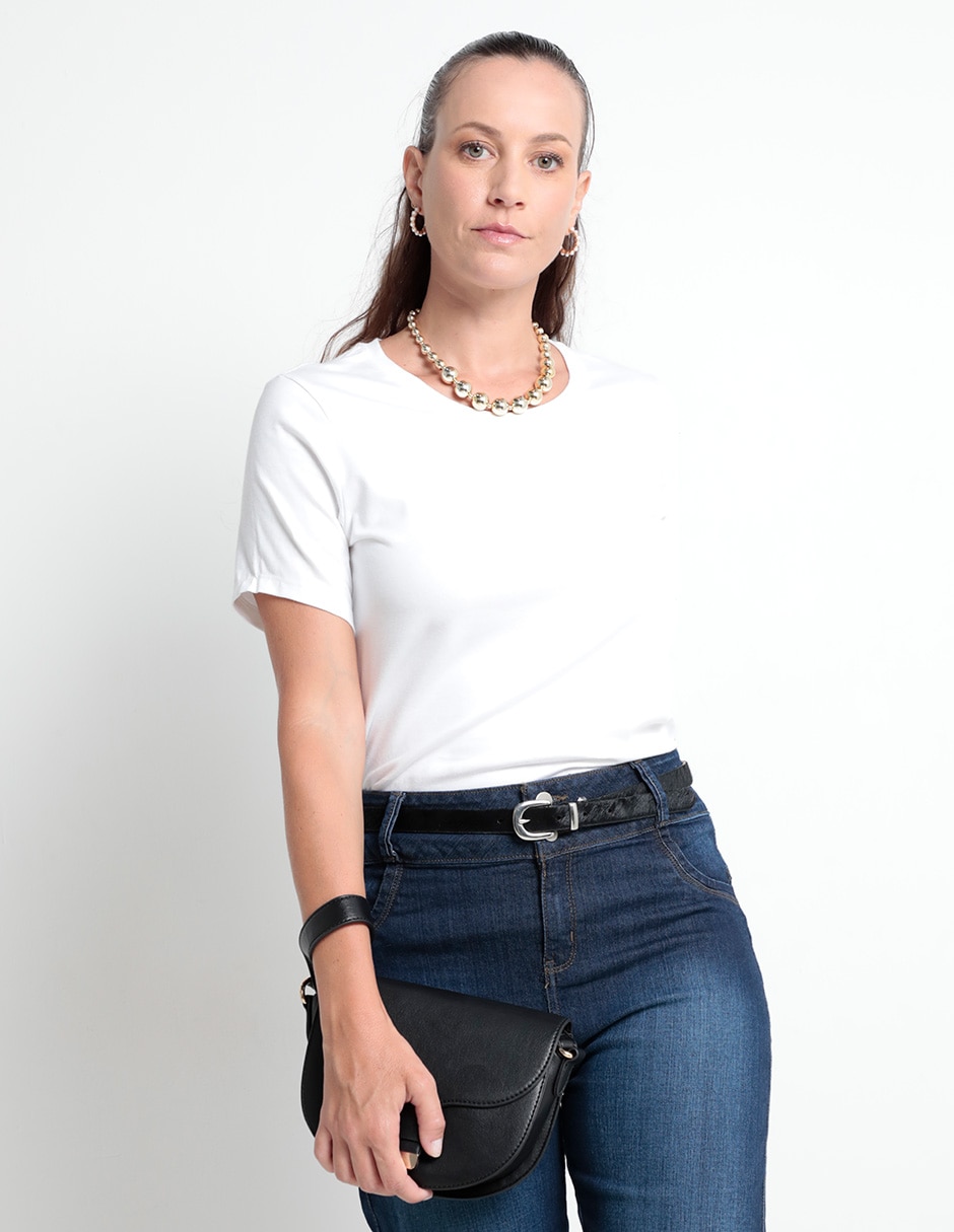 Playera manga corta cuello redondo para mujer
