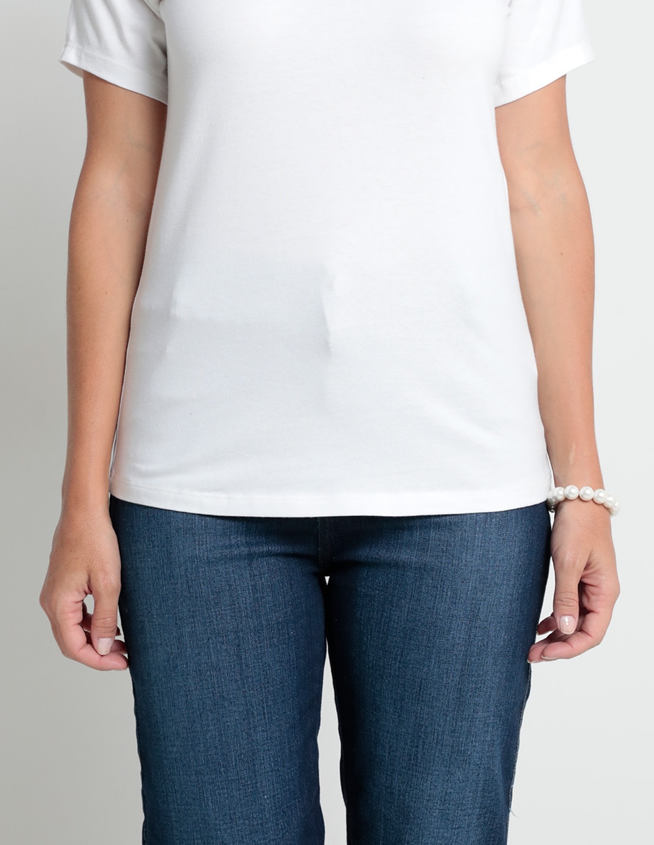 Playera manga corta cuello redondo para mujer 5