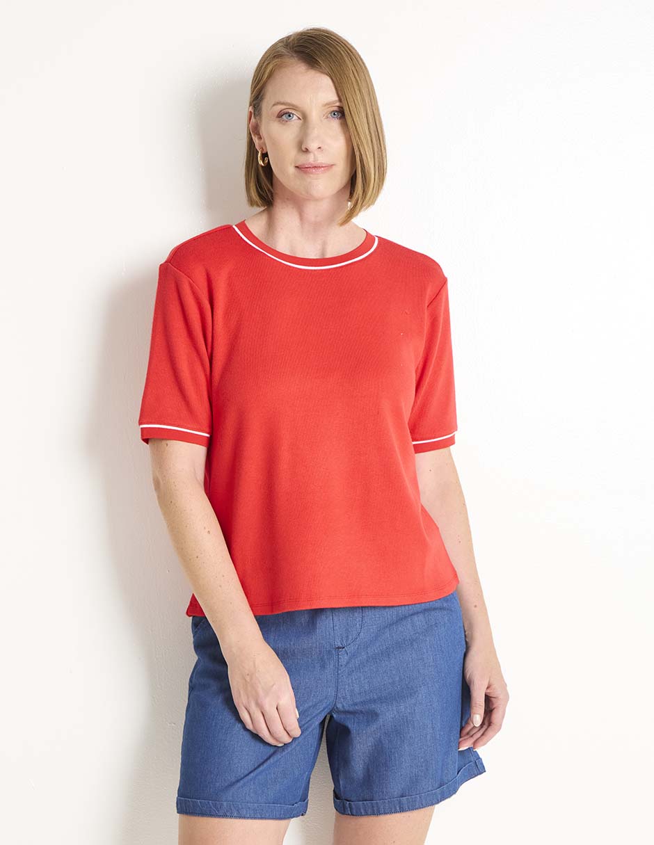 Playera manga corta cuello redondo para mujer