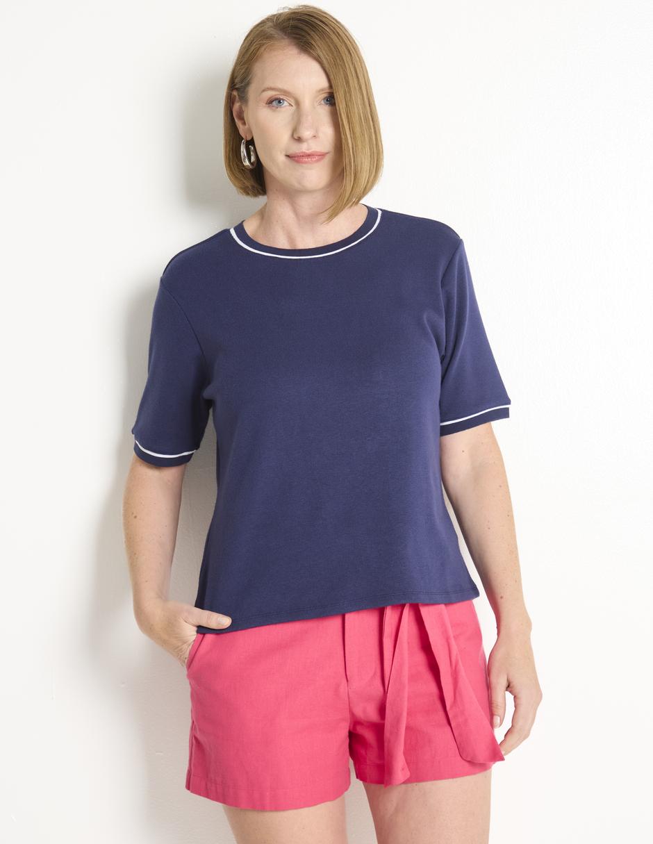 Playera manga corta cuello redondo para mujer Playera manga corta cuello redondo para mujer