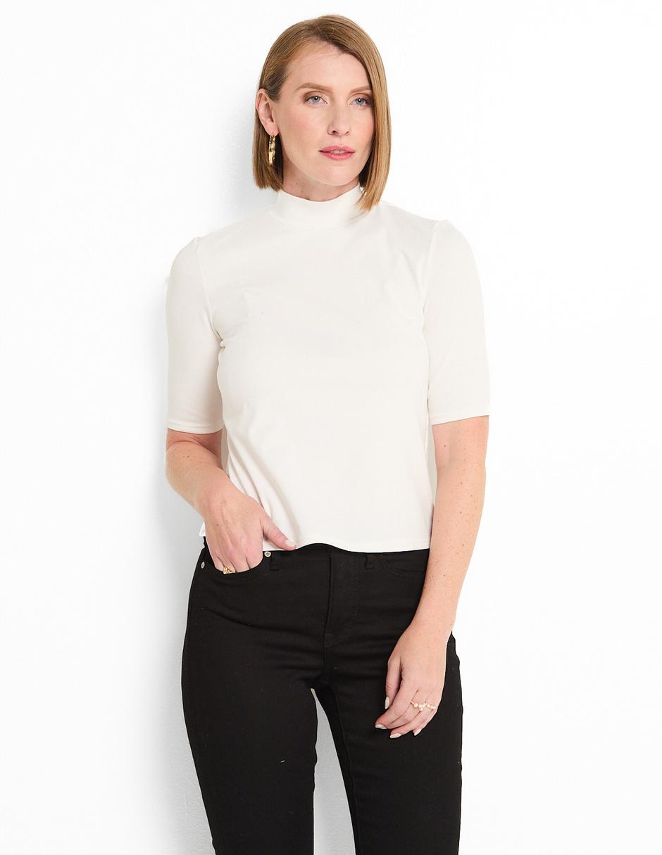 Playera manga corta cuello alto para mujer Playera manga corta cuello alto para mujer