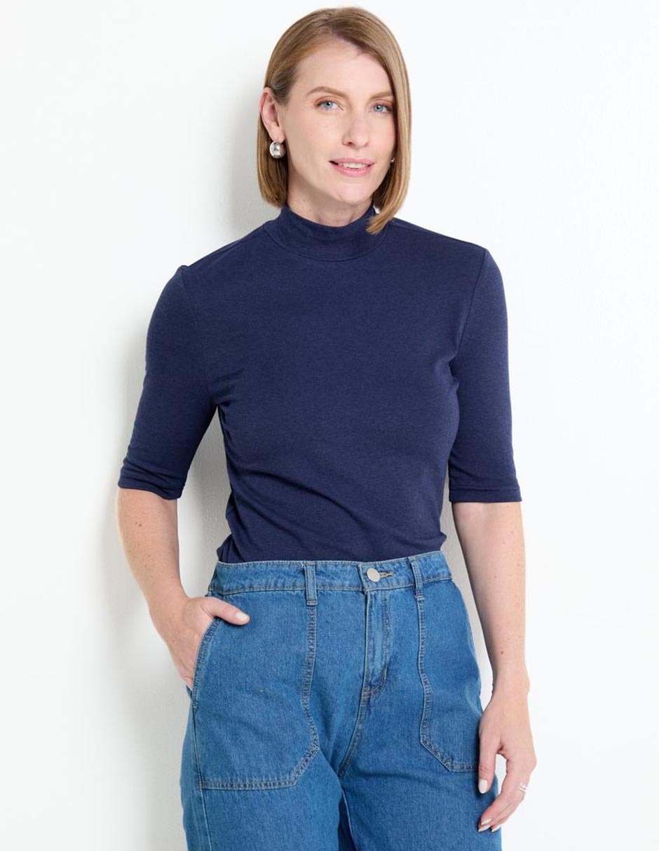 Playera manga corta cuello alto para mujer Playera manga corta cuello alto para mujer