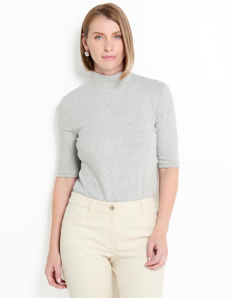 Playera manga corta cuello alto para mujer Playera manga corta cuello alto para mujer