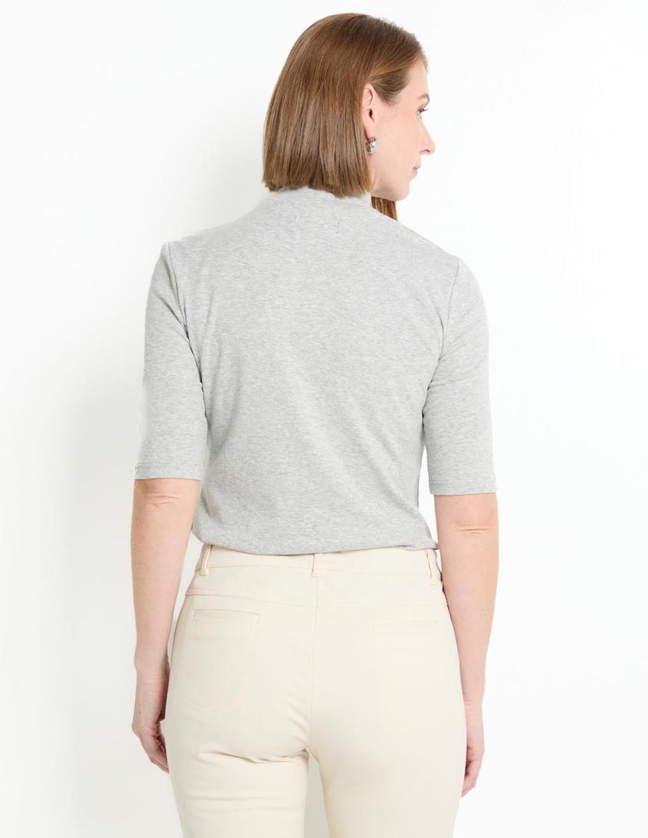 Playera manga corta cuello alto para mujer 2