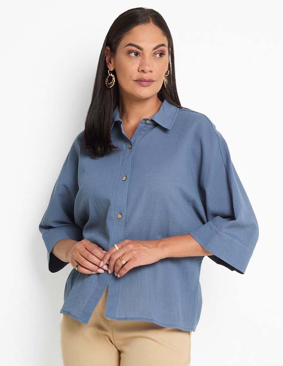 Blusa camisera manga 3/4 para mujer Blusa camisera manga 3/4 para mujer