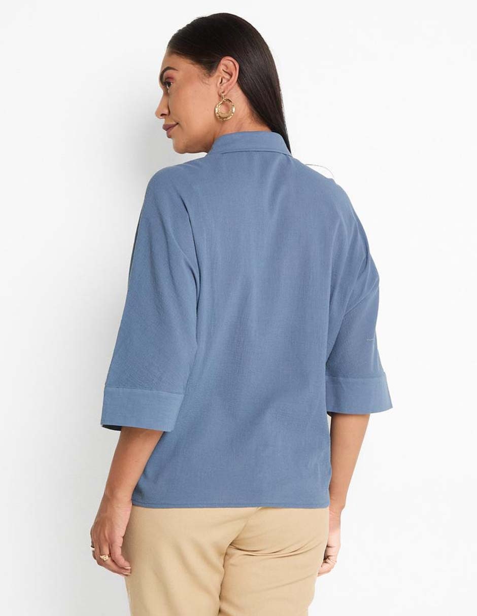 Blusa camisera manga 3/4 para mujer 2