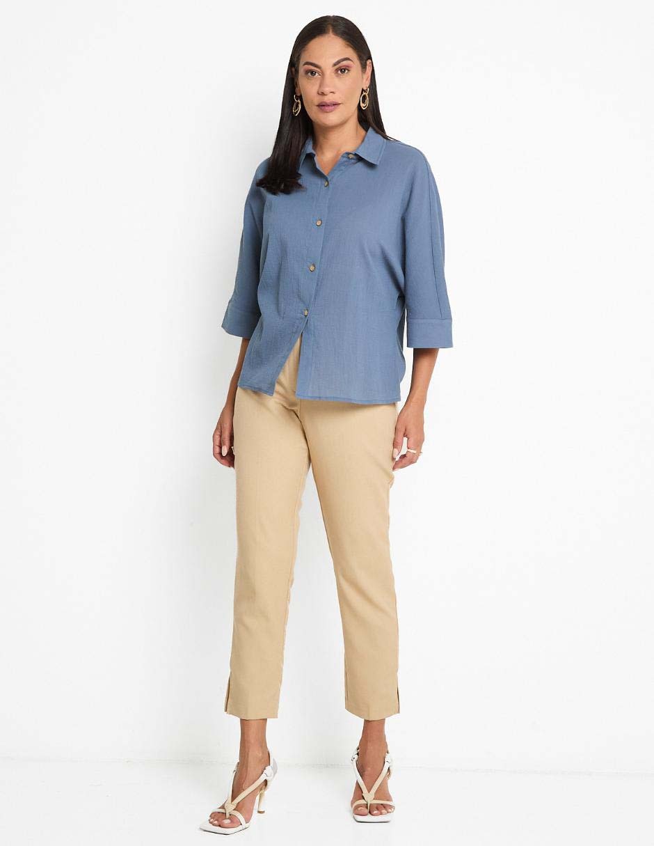Blusa camisera manga 3/4 para mujer 3