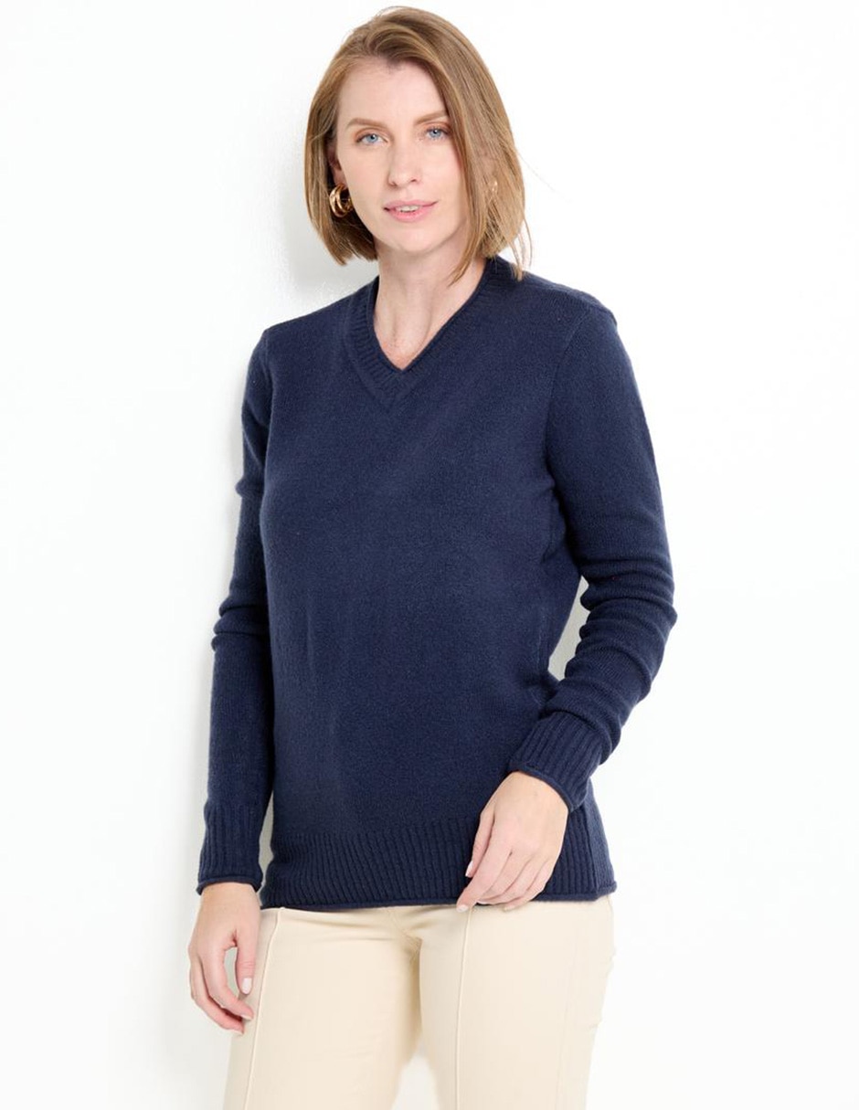 Suéter cuello V para mujer