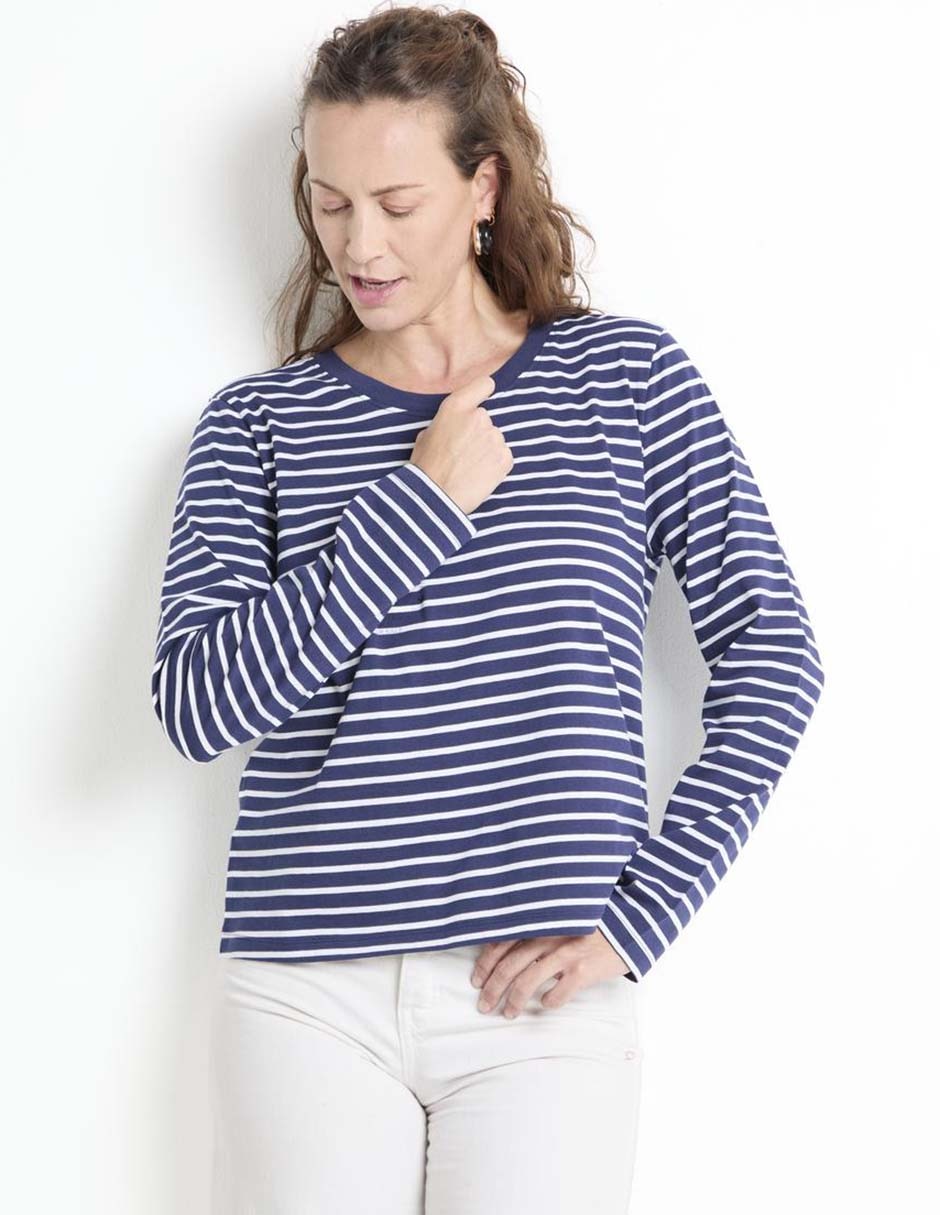 Playera manga larga cuello redondo para mujer Playera manga larga cuello redondo para mujer