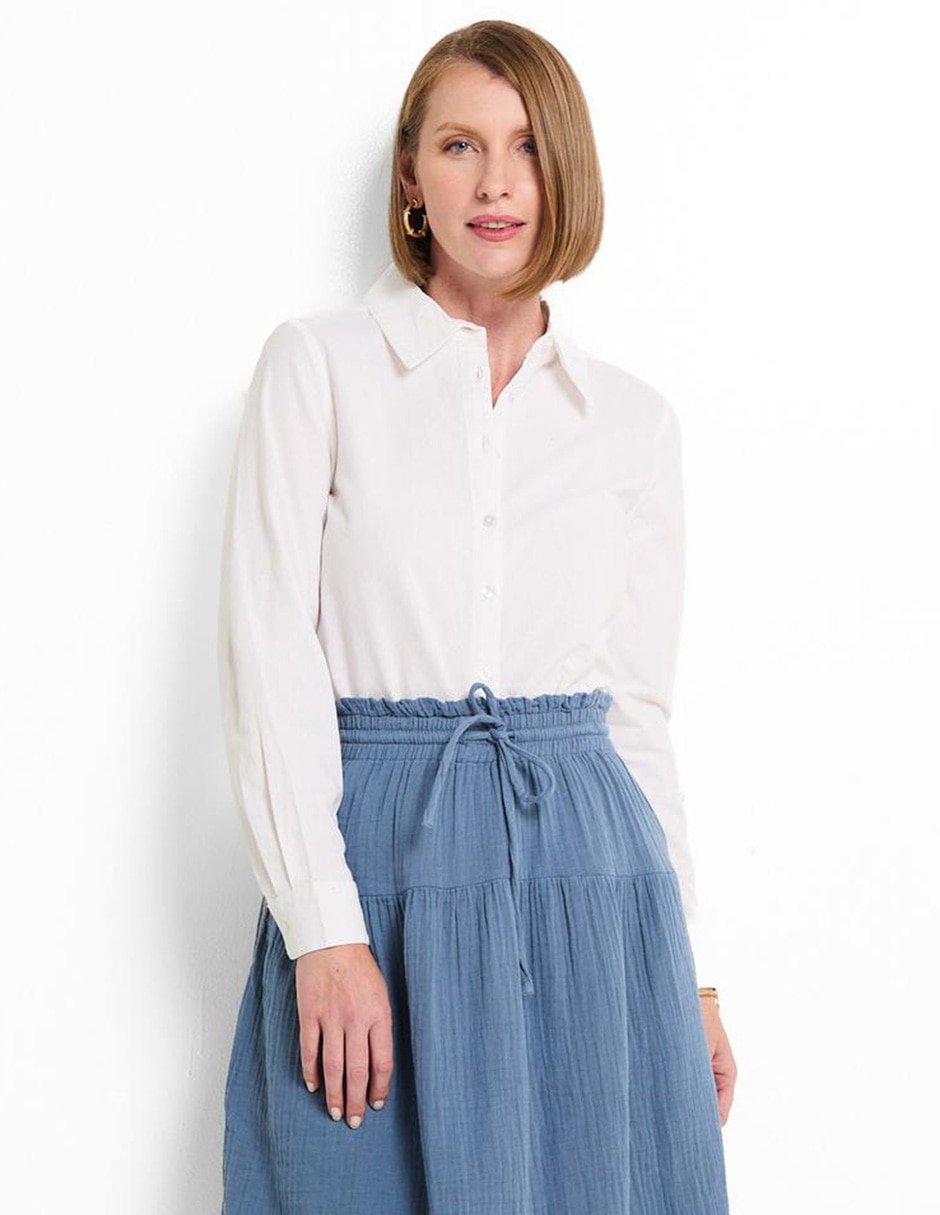 Blusa camisera manga larga para mujer