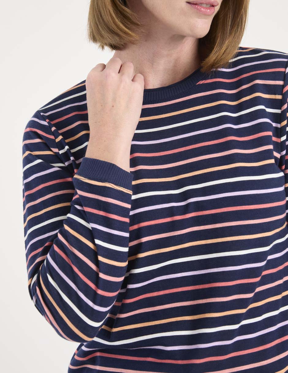 Playera manga larga cuello redondo mujer