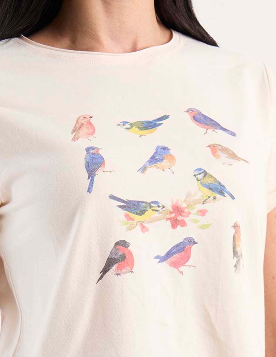 Playera manga corta weekend cuello redondo para mujer