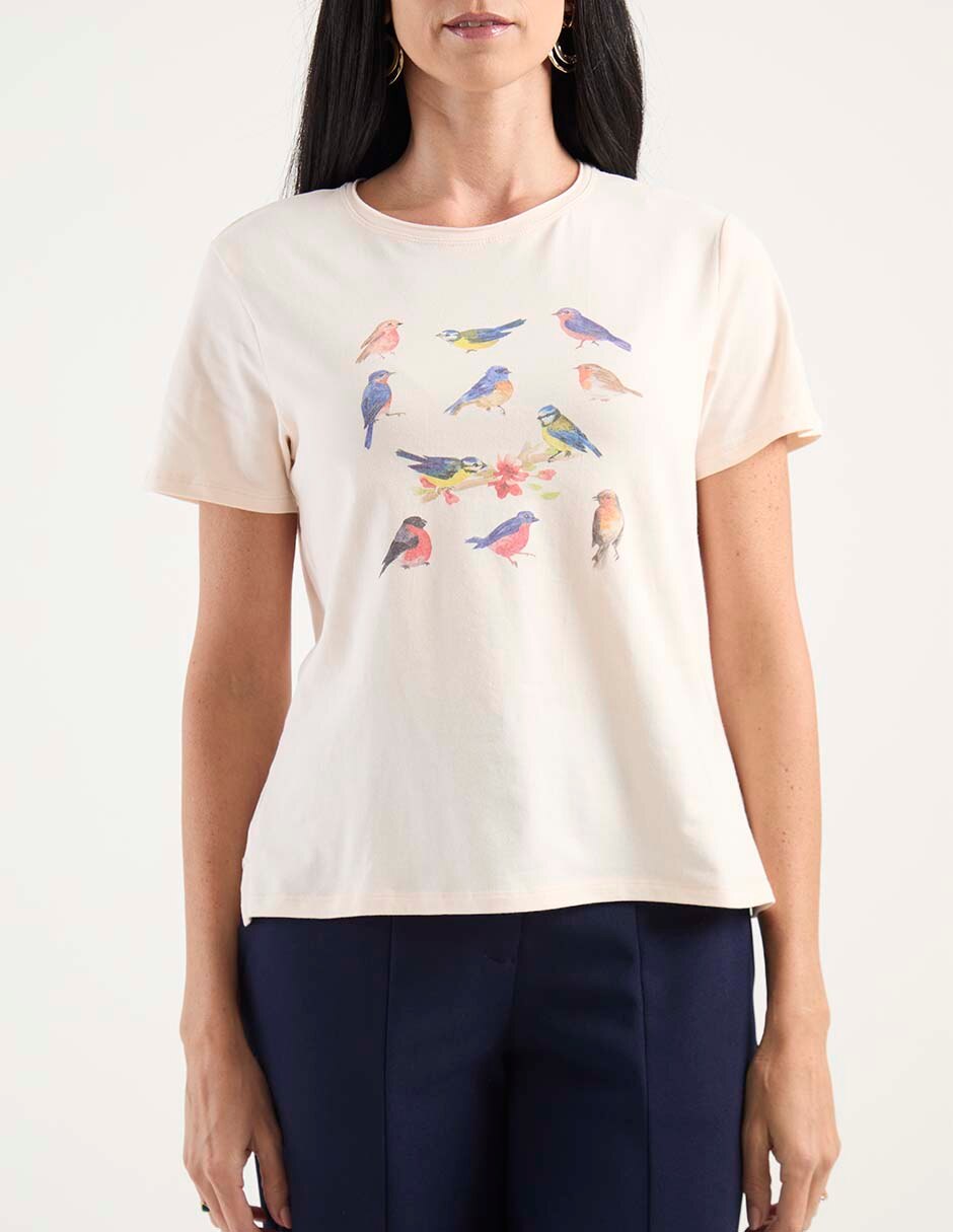 Playera manga corta weekend cuello redondo para mujer