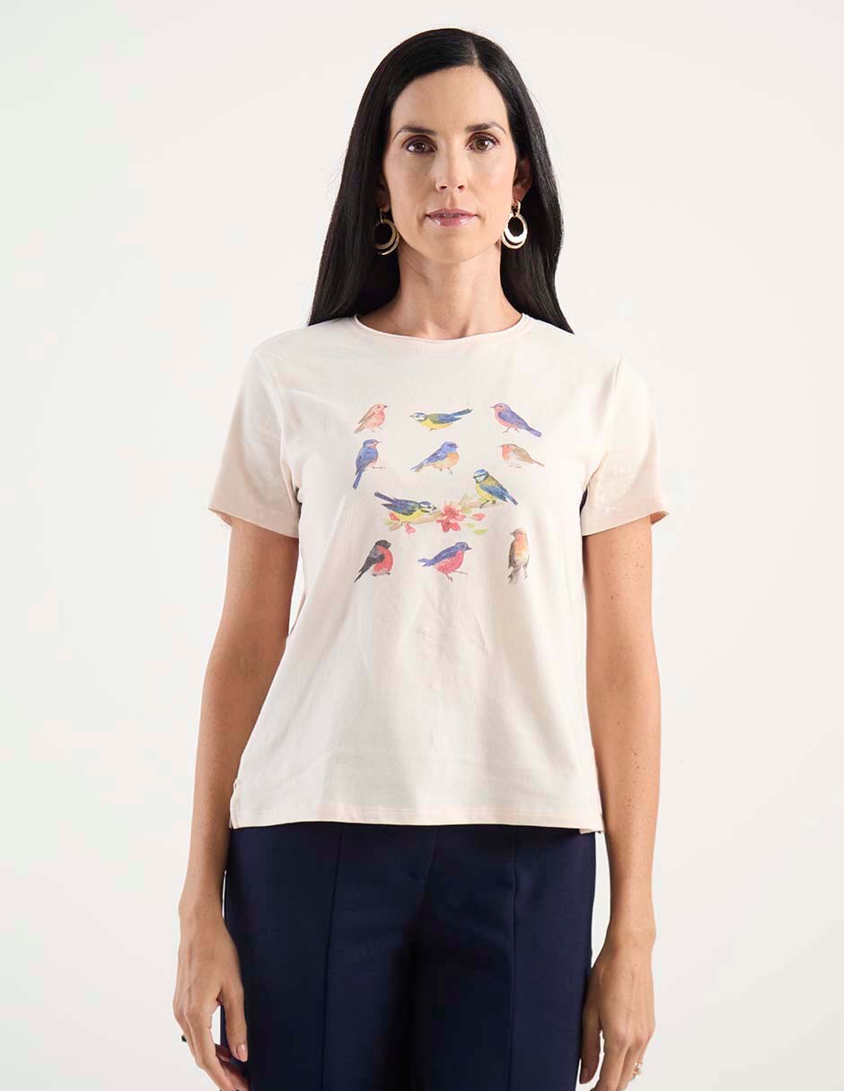 Playera manga corta cuello redondo para mujer Playera manga corta cuello redondo para mujer