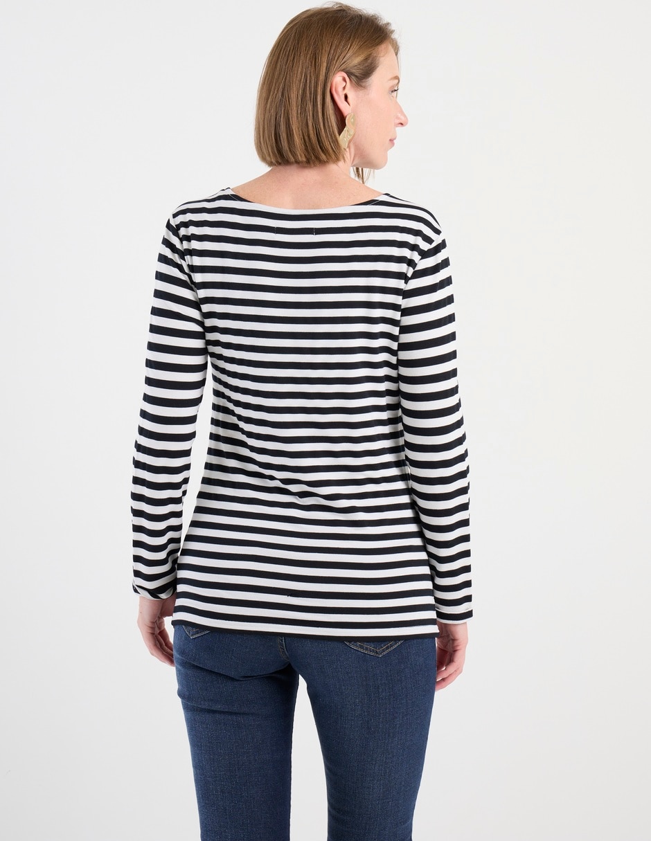 Playera manga larga Weekend cuello ojal para mujer