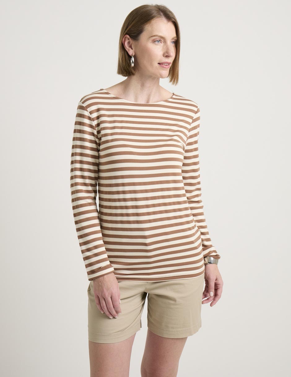 Playera manga larga cuello ojal para mujer Playera manga larga cuello ojal para mujer