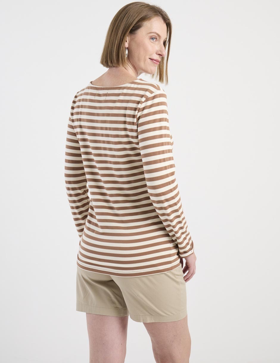 Playera manga larga cuello ojal para mujer 2