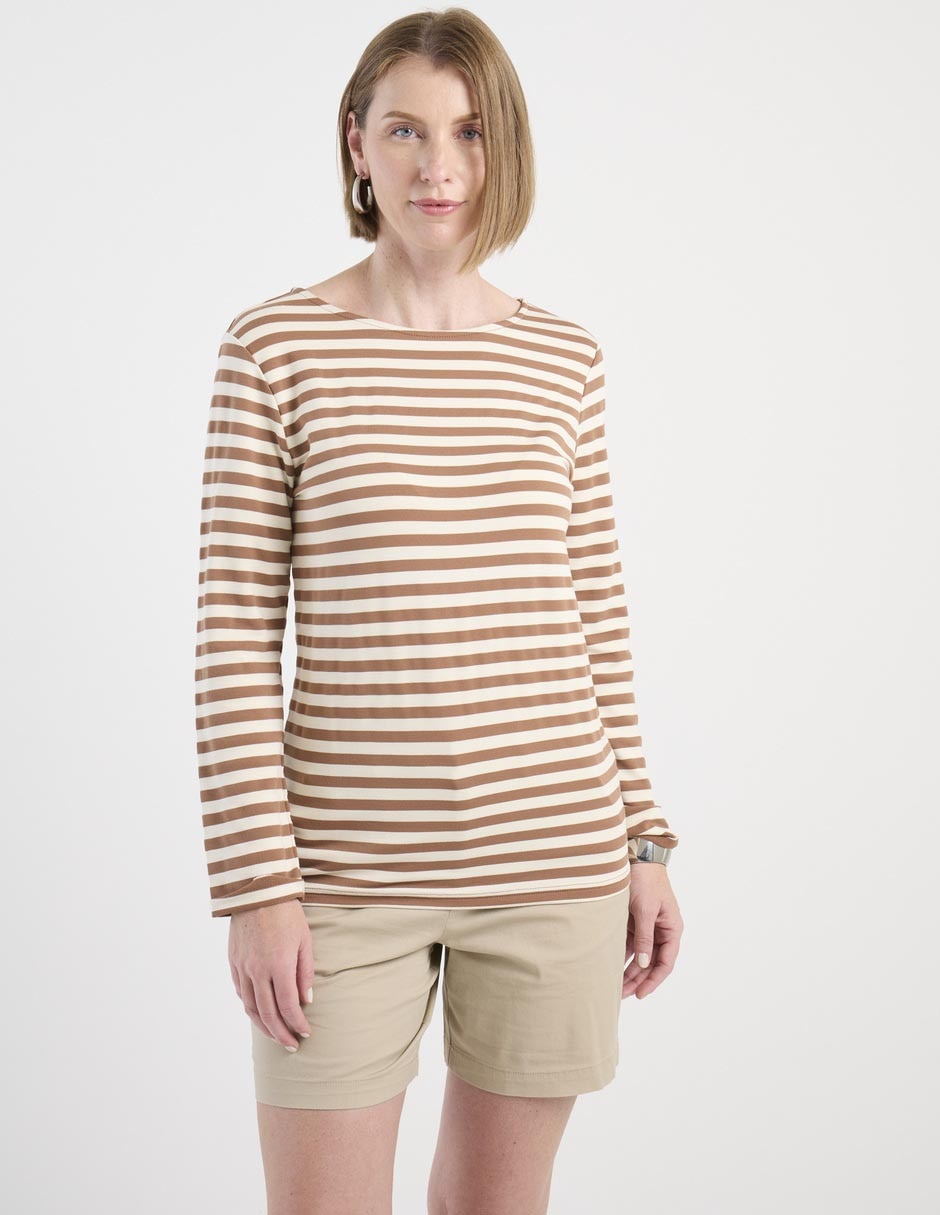 Playera manga larga cuello ojal para mujer 5