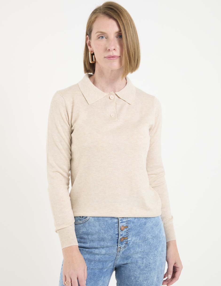 Suéter cuello polo para mujer