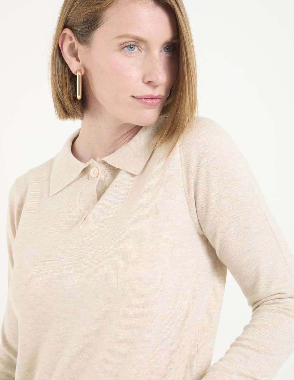 Suéter cuello polo para mujer