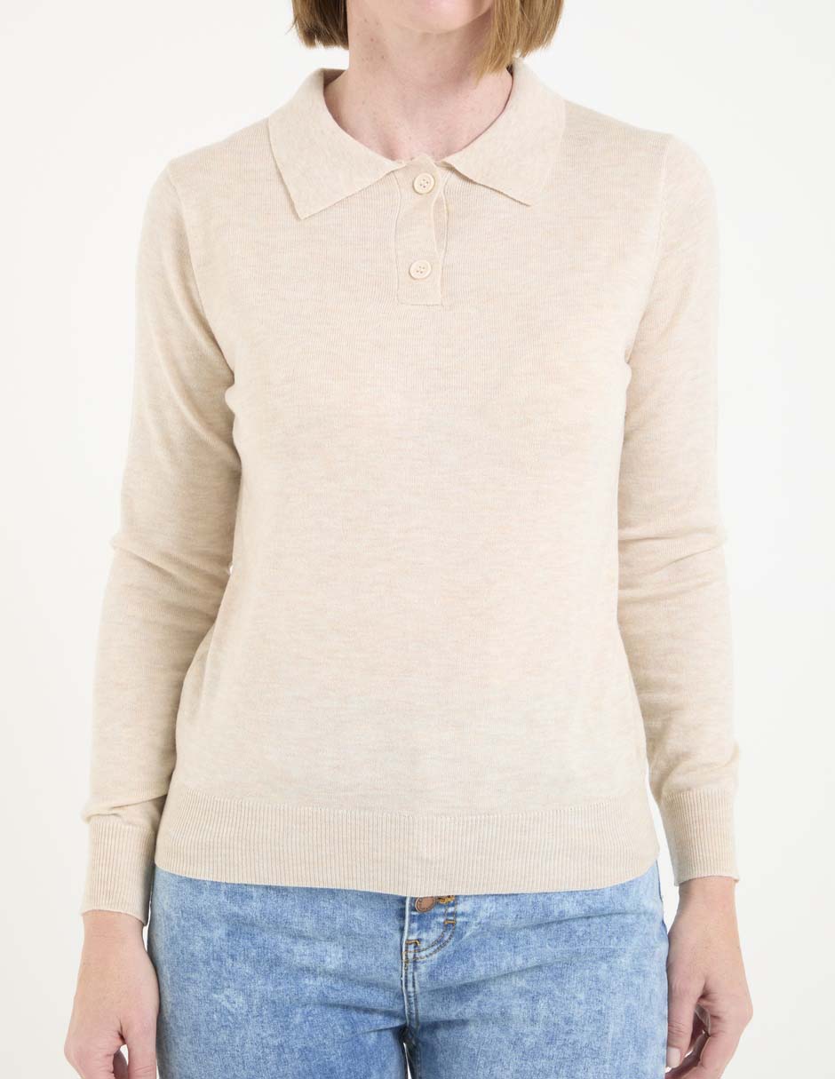 Suéter cuello polo para mujer