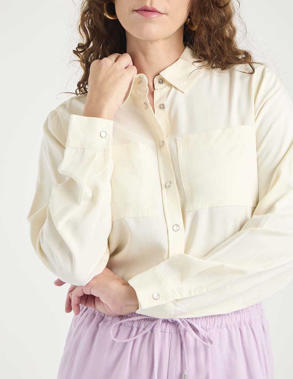 Blusa camisera Weekend manga larga para mujer