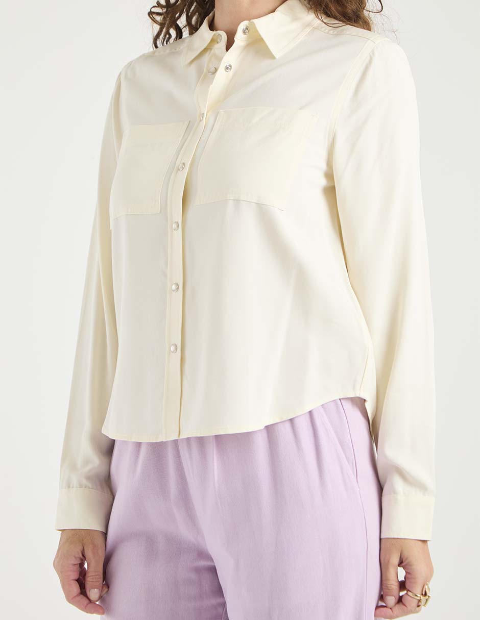 Blusa camisera Weekend manga larga para mujer
