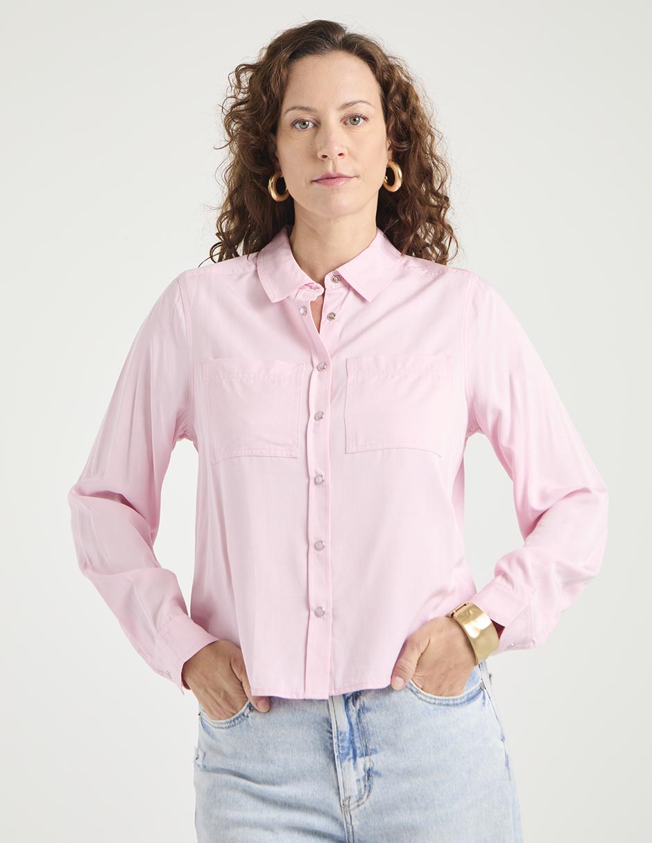 Blusa camisera manga larga para mujer