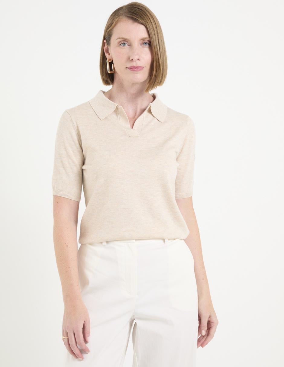 Playera manga corta cuello camisero mujer Playera manga corta cuello camisero mujer