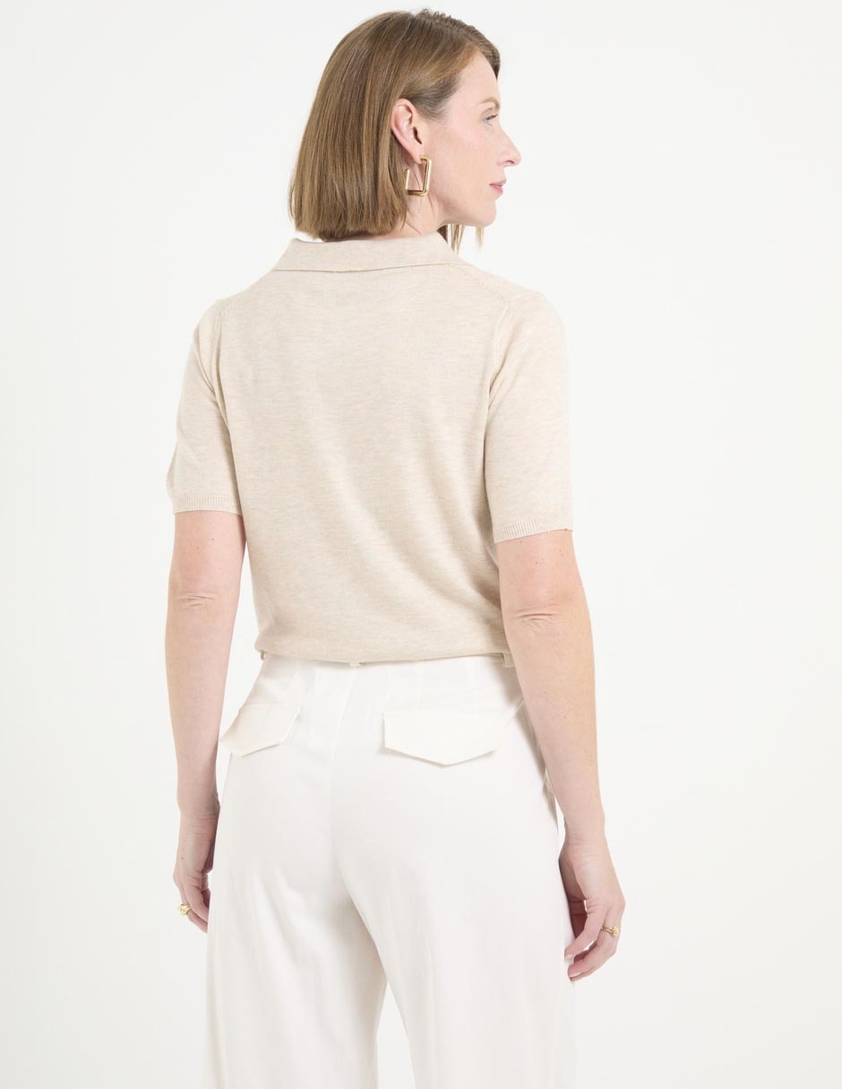Playera manga corta cuello camisero mujer 4