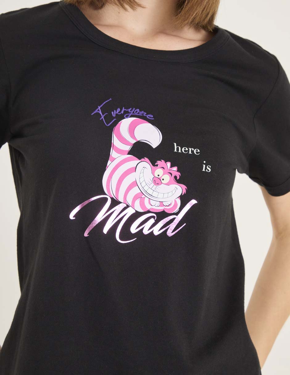 Playera manga corta Disney Dtr Cheshire Cat cuello redondo para mujer