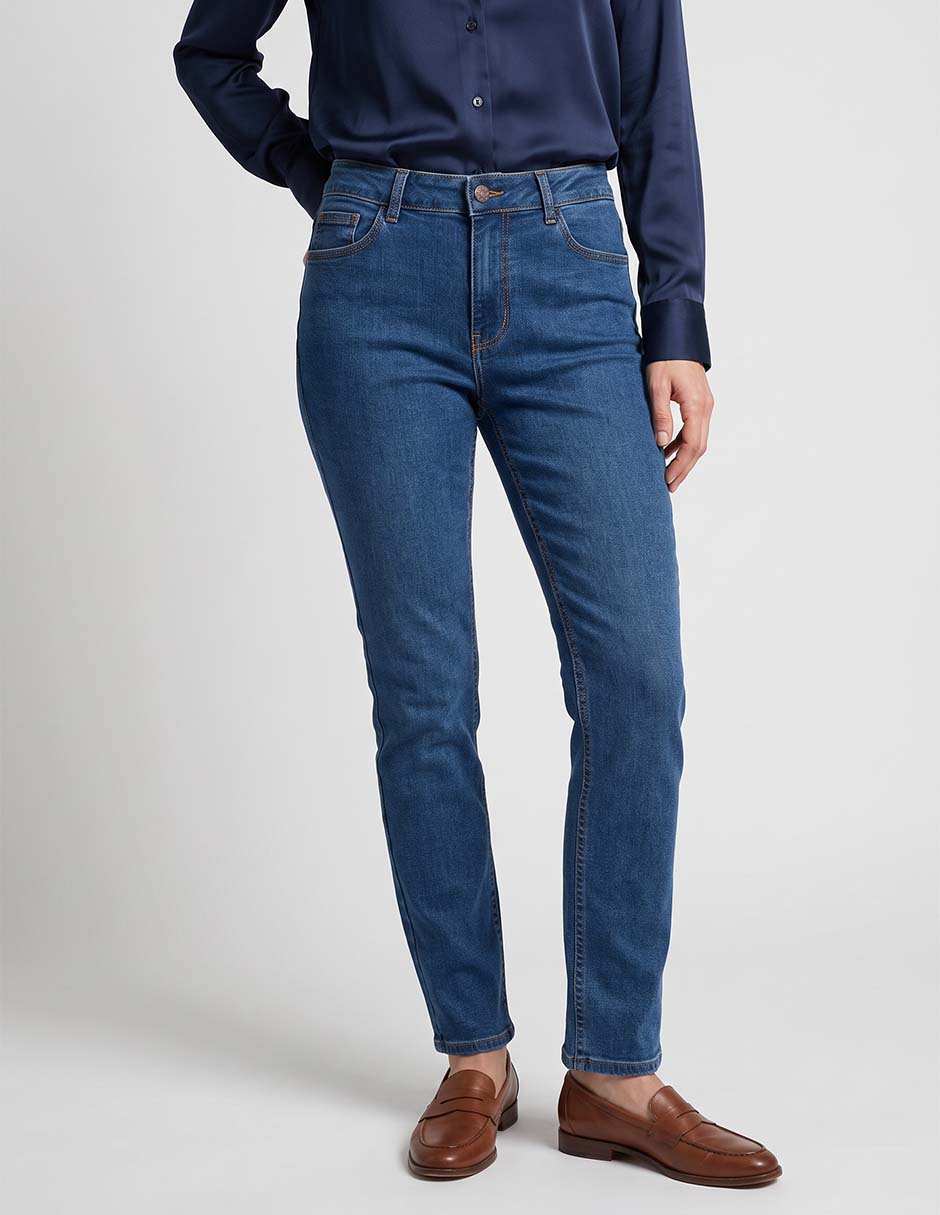 Jeans skinny corte cintura para mujer 1