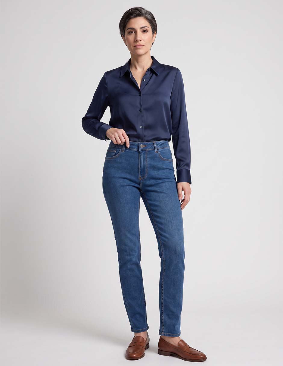 Jeans skinny corte cintura para mujer 3