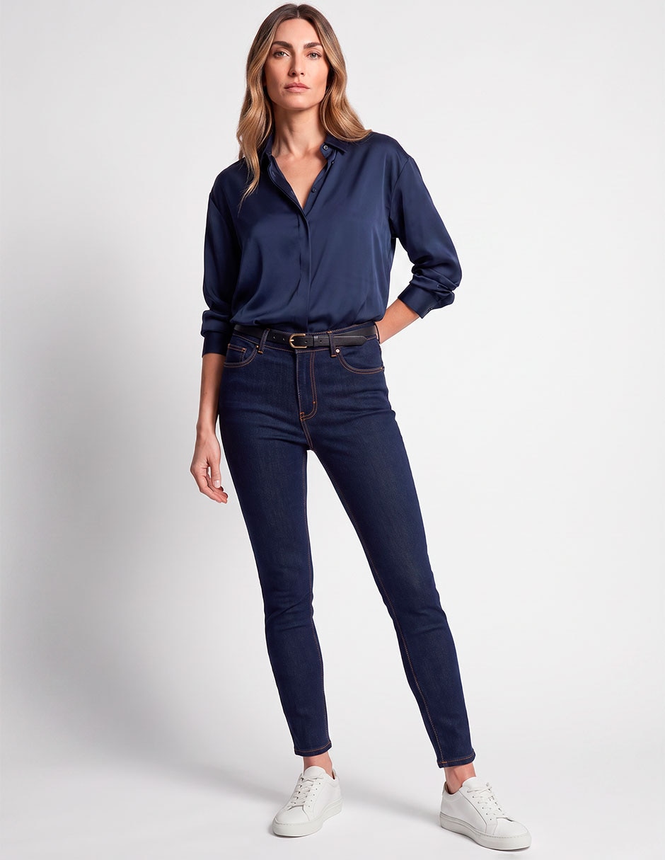 Jeans skinny corte cintura para mujer Jeans skinny corte cintura para mujer
