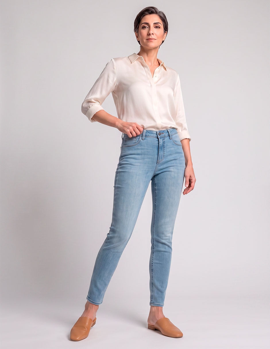 Jeans skinny corte cintura para mujer Jeans skinny corte cintura para mujer