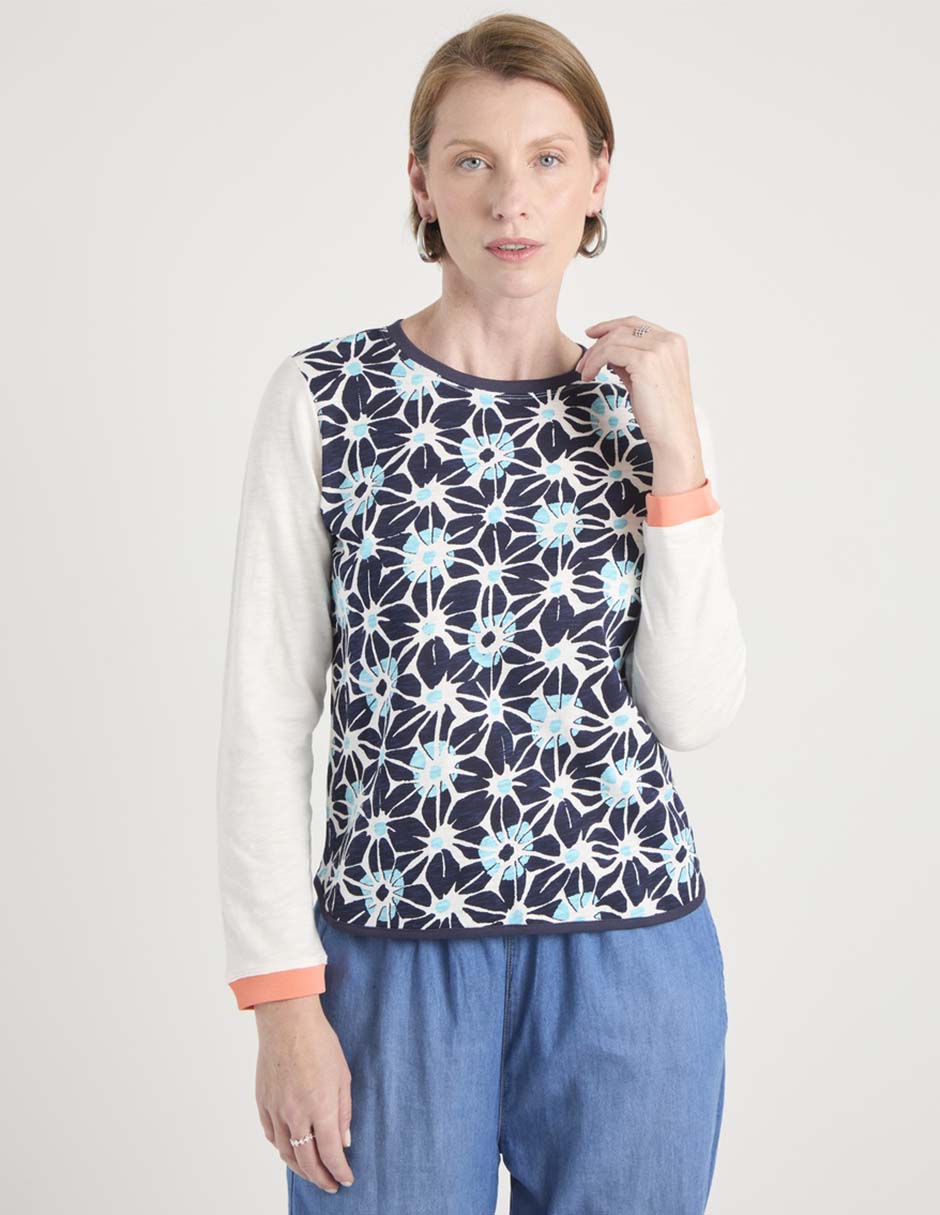 Playera manga larga cuello redondo para mujer Playera manga larga cuello redondo para mujer
