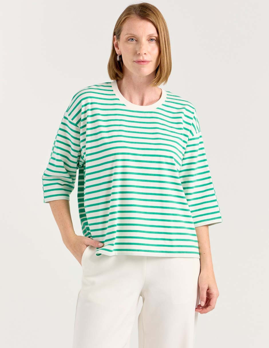 Playera manga 3/4 cuello redondo para mujer Playera manga 3/4 cuello redondo para mujer